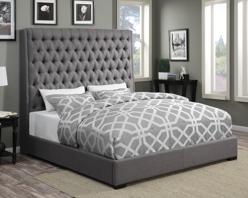 Camille Queen Button Tufted Bed Grey