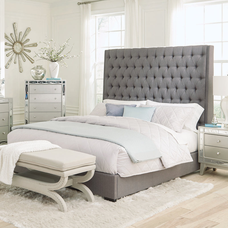 Camille Queen Button Tufted Bed Grey