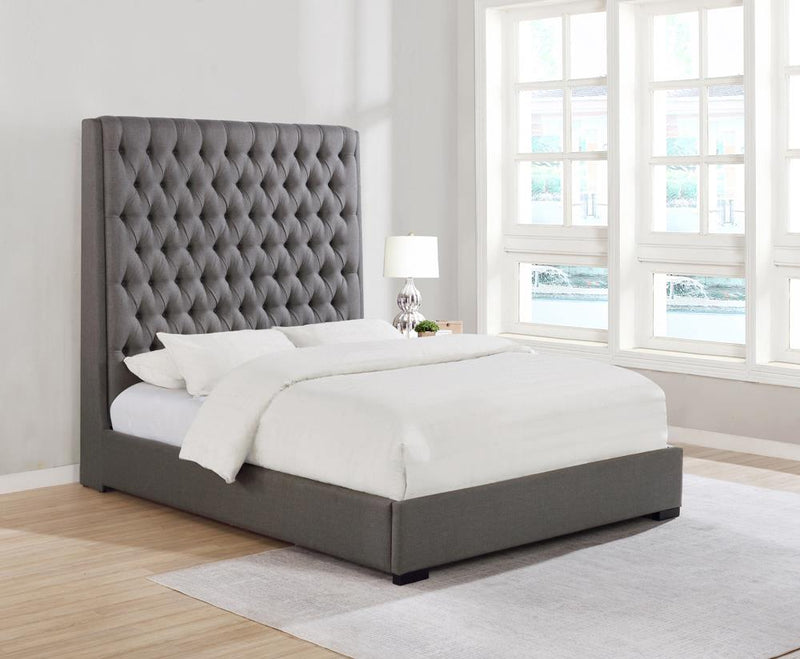 Camille Queen Button Tufted Bed Grey