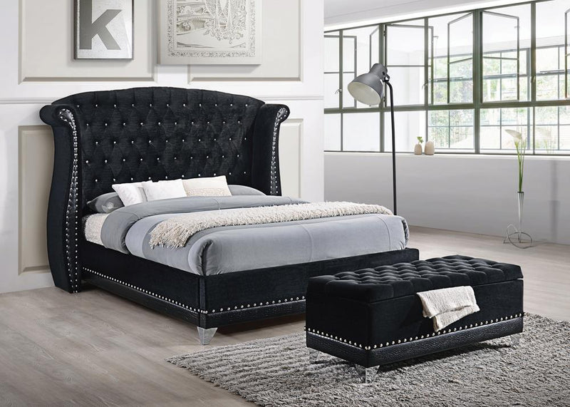 Barzini King Tufted Upholstered Bed Black