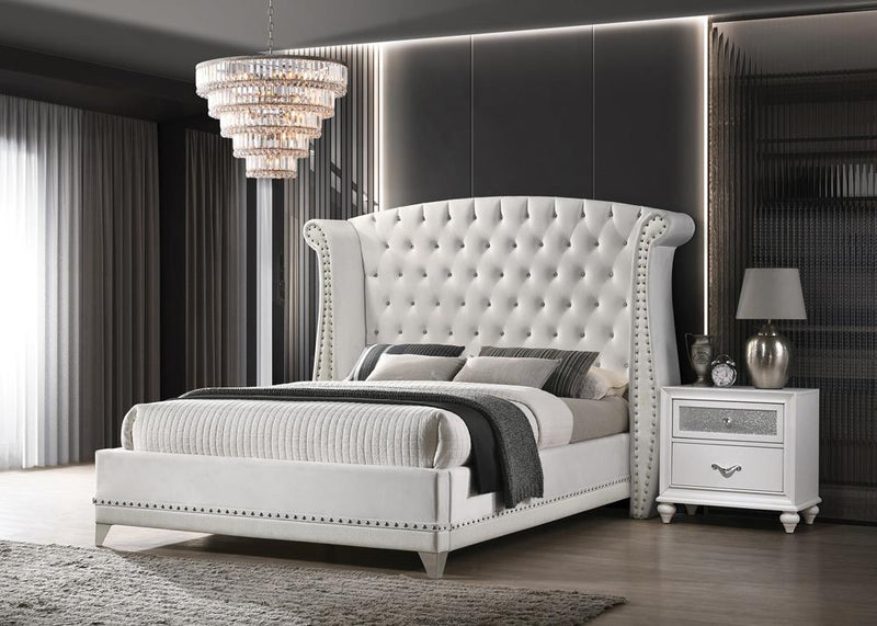 Barzini King Wingback Tufted Bed White