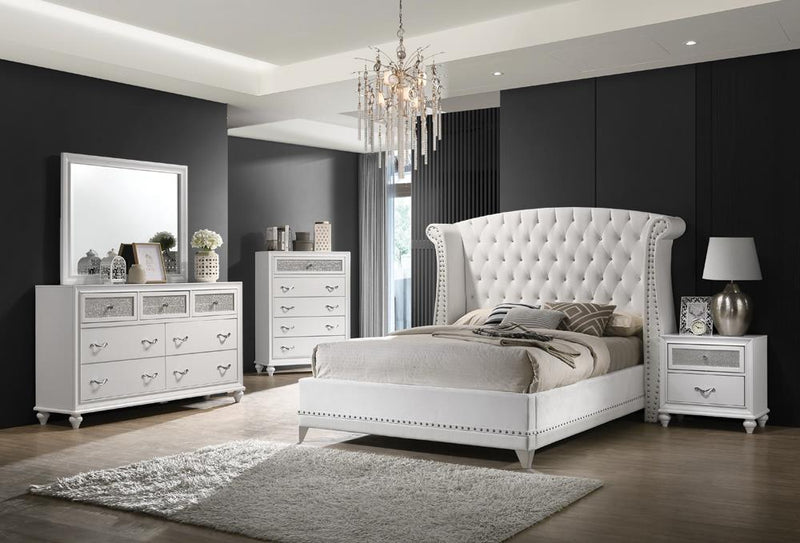 Barzini King Wingback Tufted Bed White