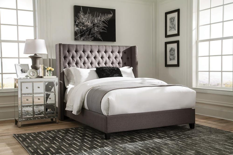 Bancroft Demi wing Upholstered Full Bed Grey