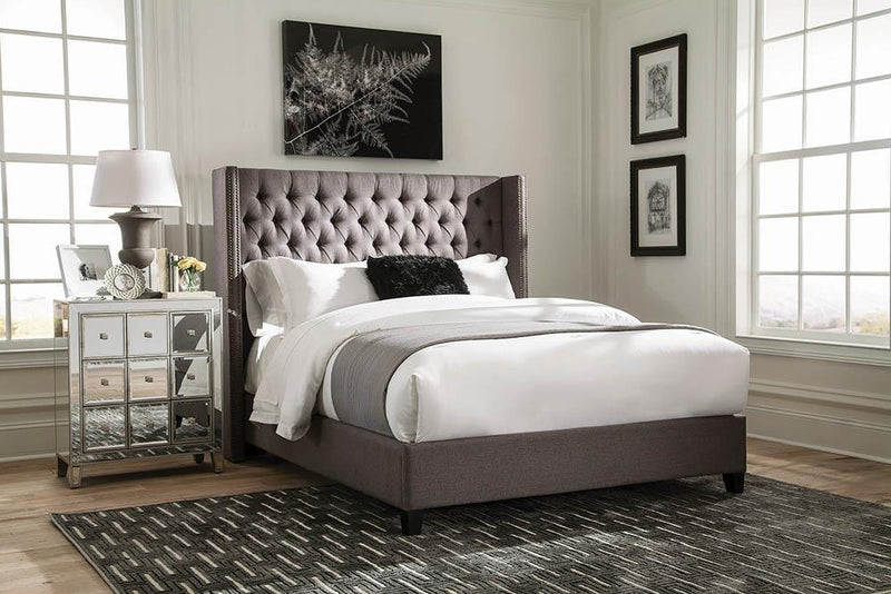 Bancroft Demi wing Upholstered Full Bed Grey