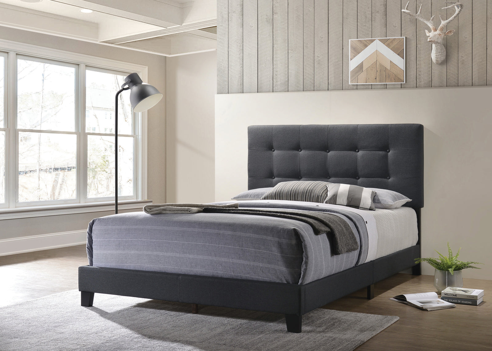 Mapes Tufted Upholstered Full Bed Grey