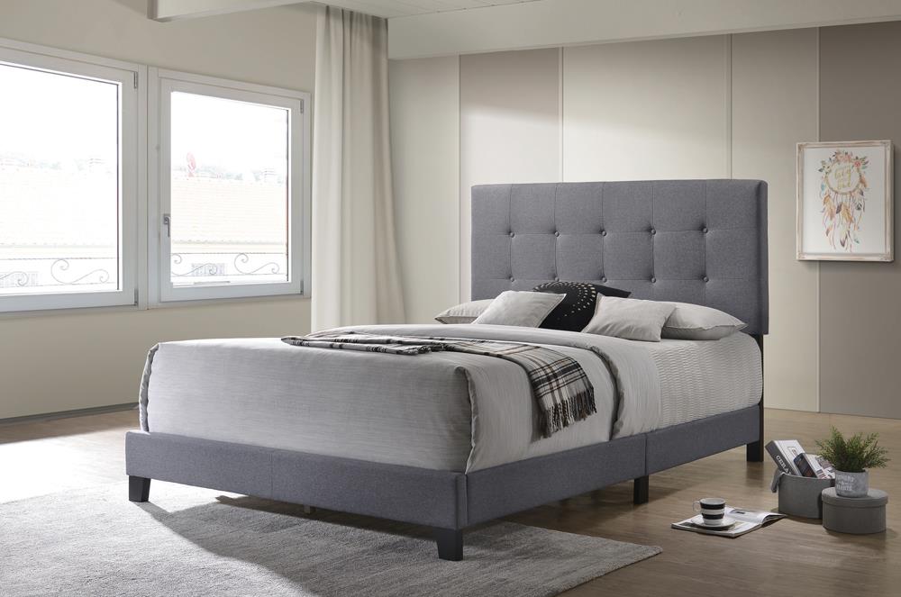 Mapes Tufted Upholstered King Bed Grey