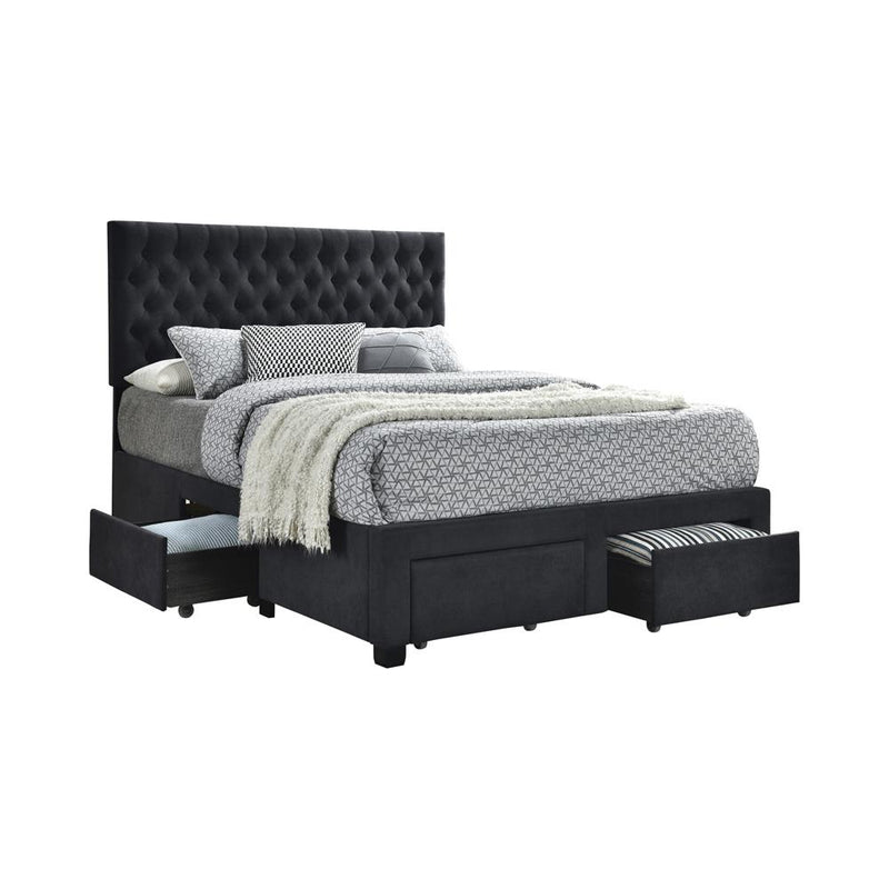 Soledad King 4 Drawer Button Tufted Storage Bed Charcoal