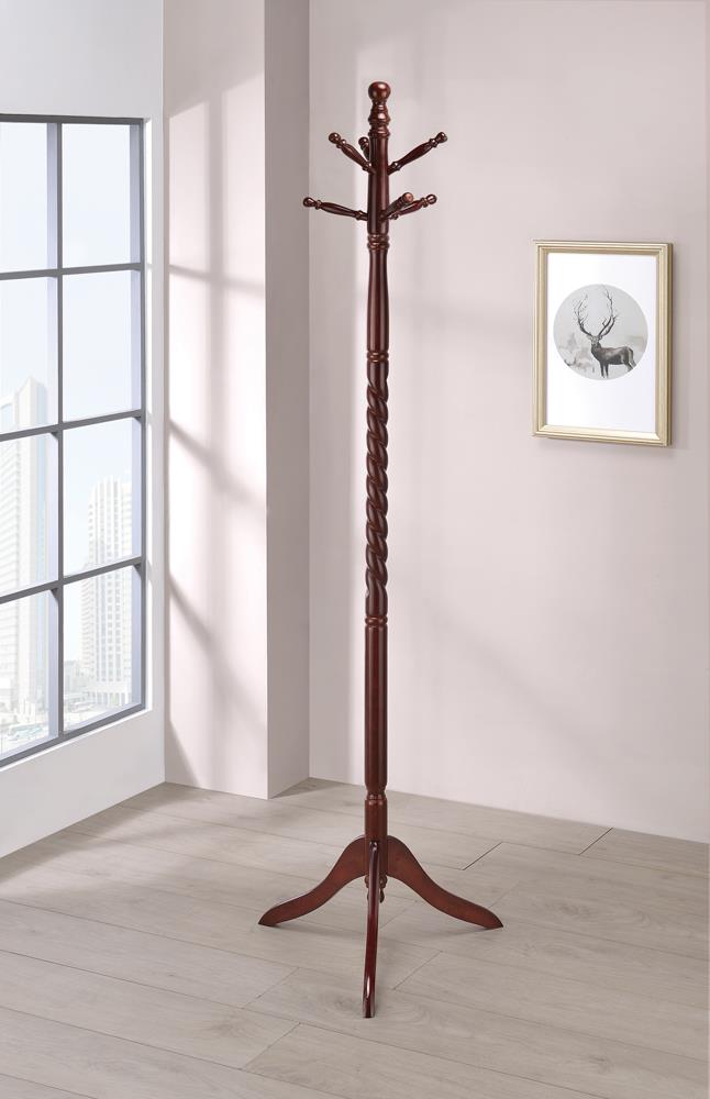 Riona 6 Hook Freestanding Wood Coat Rack Hat Hanger Merlot