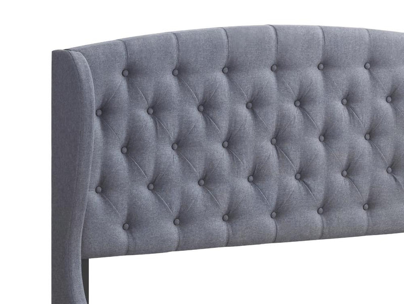 Krome King Upholstered Bed With Demi wing Headboard Gunmetal