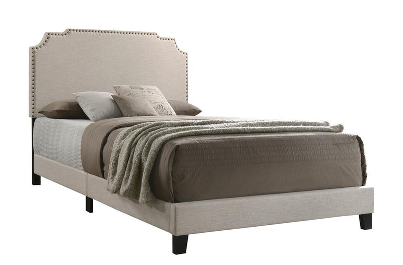 Tamarac Upholstered Nailhead King Bed Beige