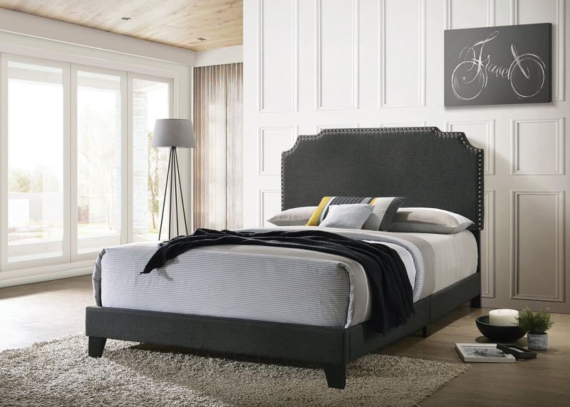 Tamarac Upholstered Nailhead King Bed Grey