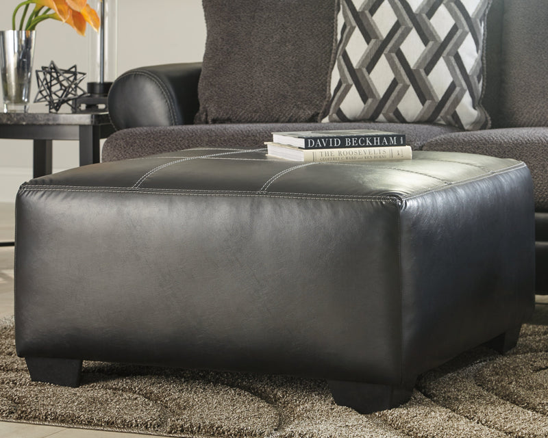 Kumasi Smoke Faux Leather Oversized Accent Ottoman