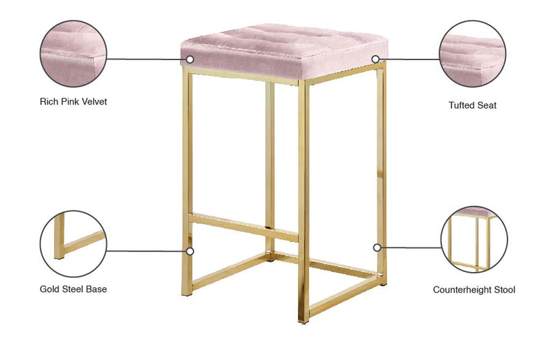 Nicola Pink Velvet Counter Stool