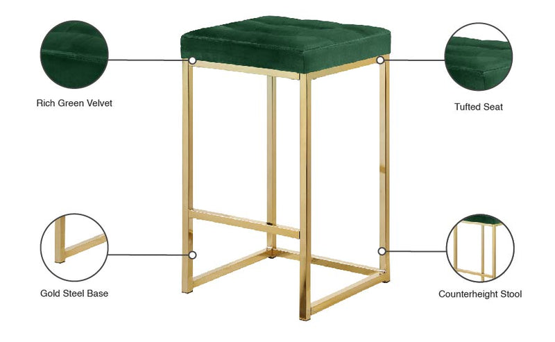 Nicola Green Velvet Counter Stool