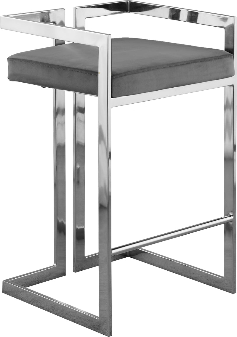 Ezra Grey Velvet Counter Stool