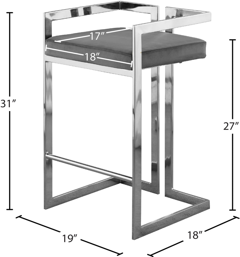 Ezra Grey Velvet Counter Stool