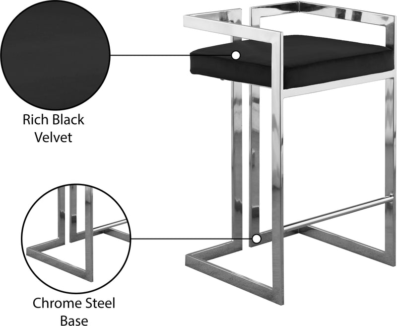 Ezra Black Velvet Counter Stool