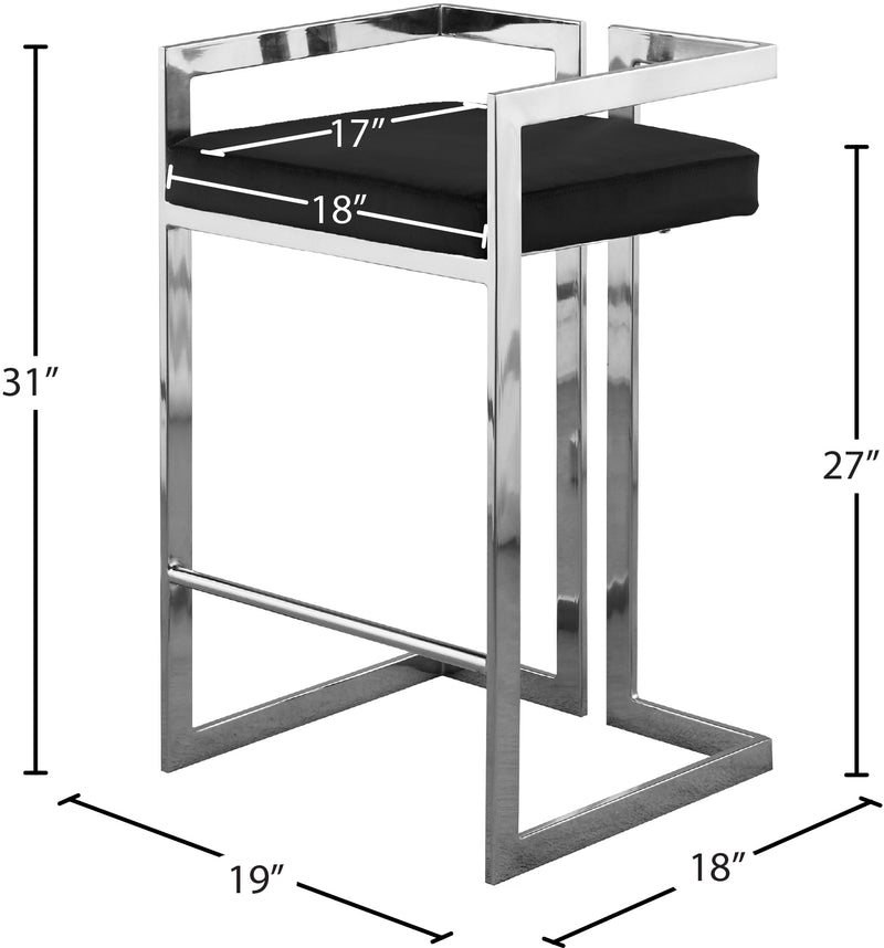 Ezra Black Velvet Counter Stool