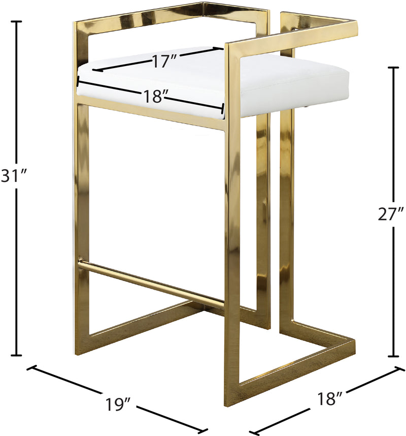 Ezra White Faux Leather Counter Stool 913White-c