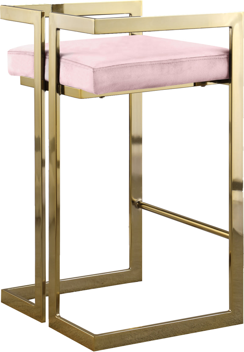 Ezra Pink Velvet Counter Stool