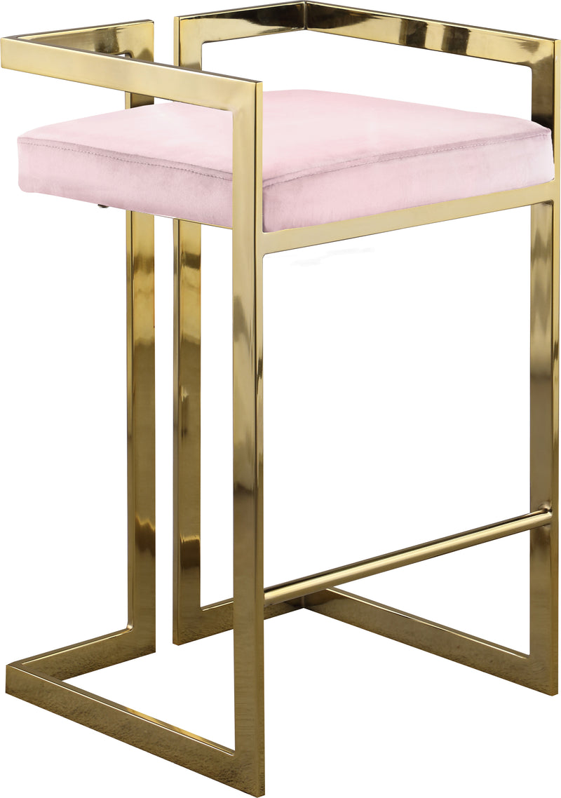 Ezra Pink Velvet Counter Stool