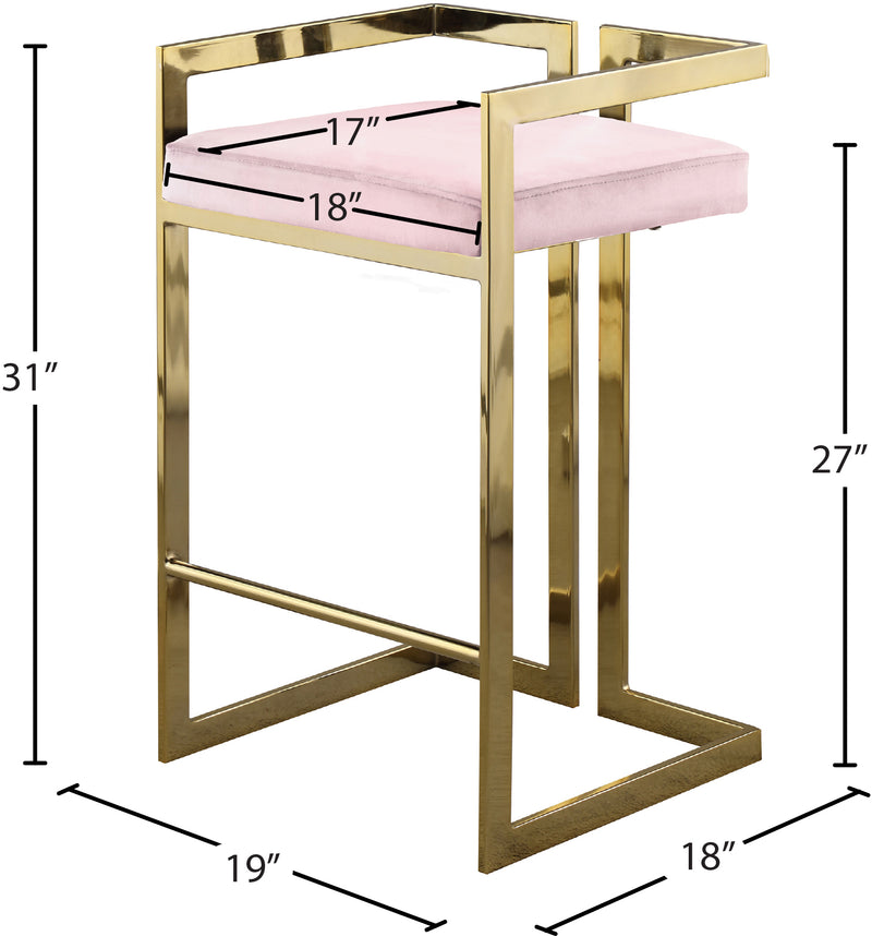 Ezra Pink Velvet Counter Stool