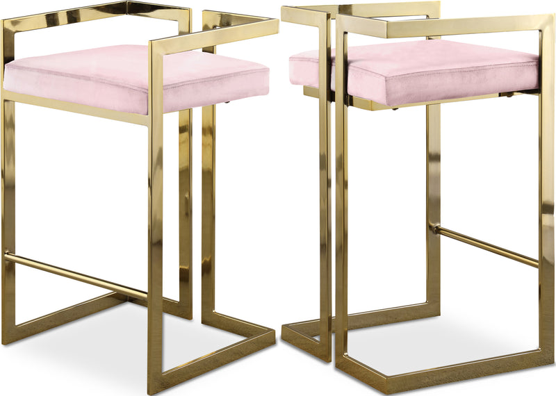 Ezra Pink Velvet Counter Stool