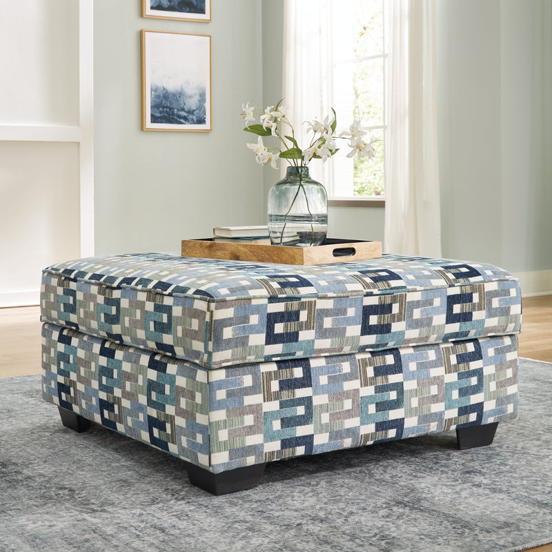 Valerano Parchment Chenille Ottoman With Storage