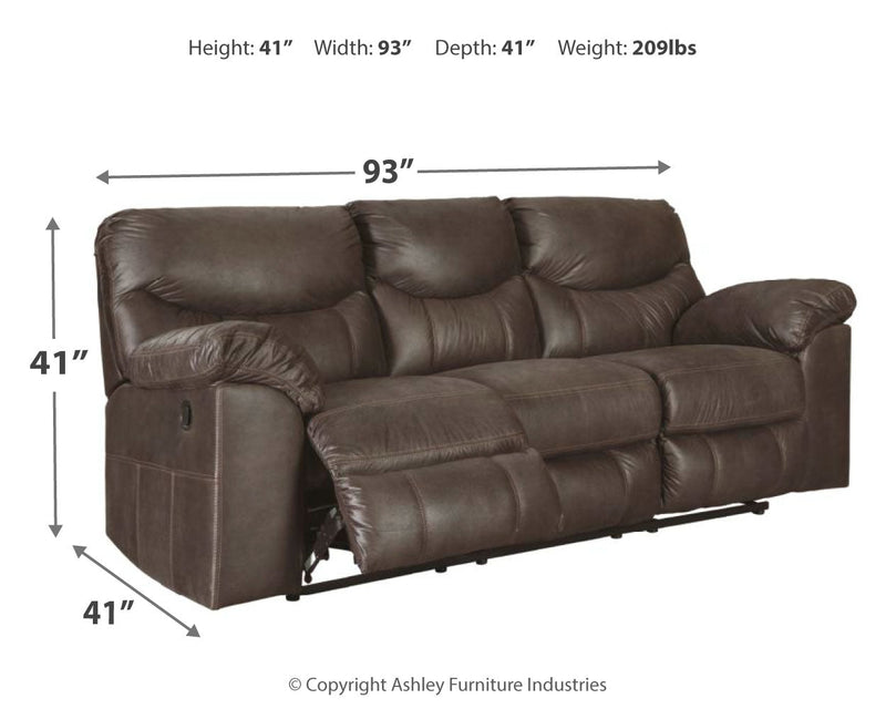 Boxberg Bark Faux Leather Reclining Sofa