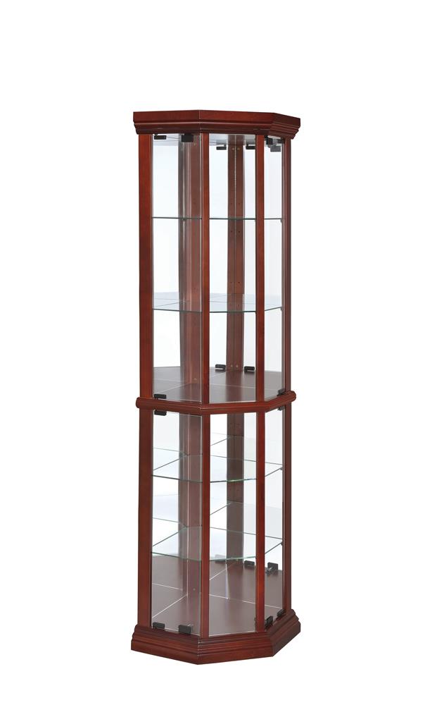 Appledale 6 Shelf Corner Curio Cabinet Medium Brown