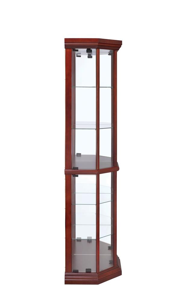 Appledale 6 Shelf Corner Curio Cabinet Medium Brown