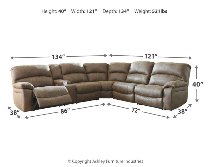 Segburg Driftwood Faux Leather 4-Piece Power Reclining Sectional