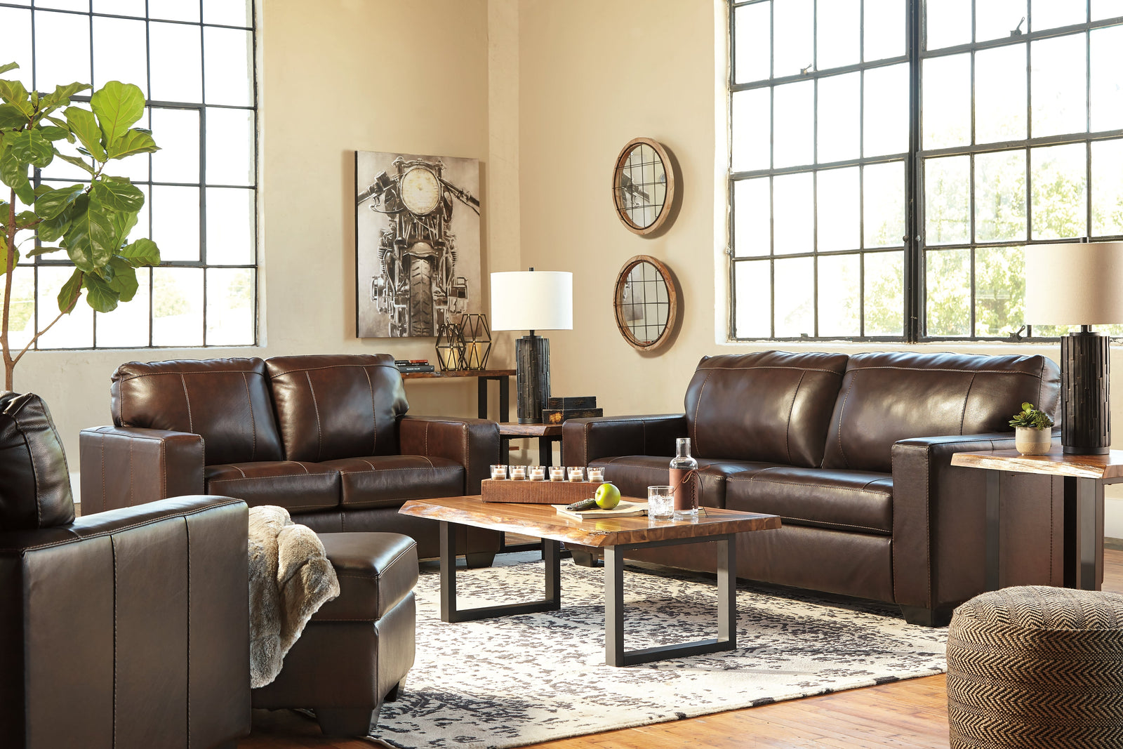 Morelos Chocolate Sofa Loveseat Chair And Ottoman