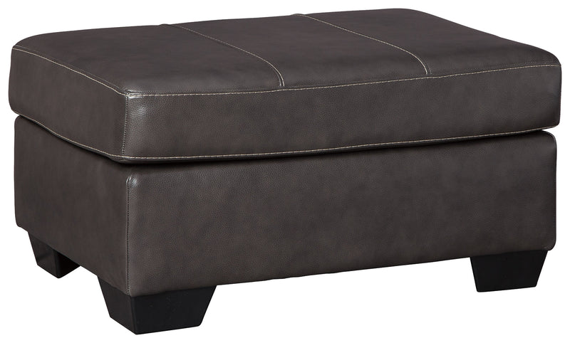 Morelos Gray Leather Ottoman