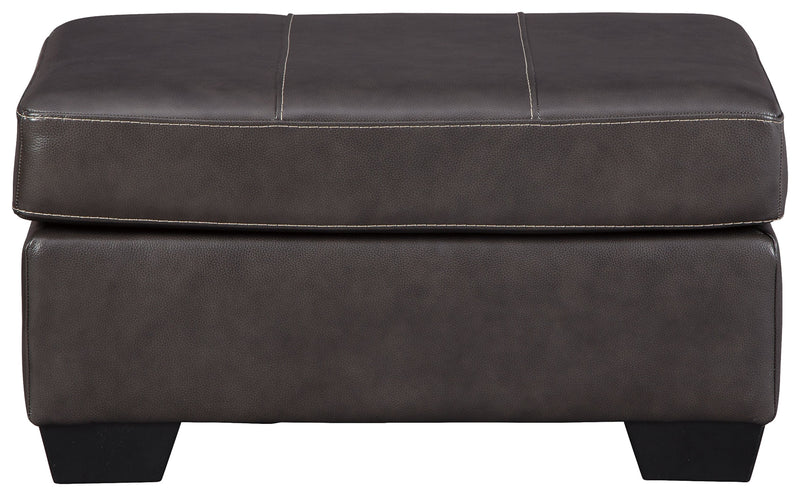 Morelos Gray Leather Ottoman