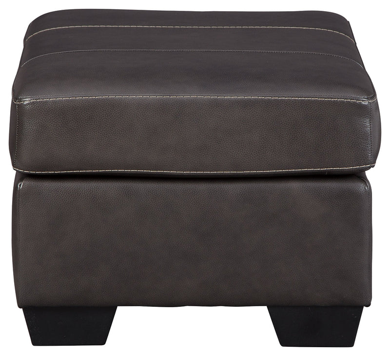 Morelos Gray Leather Ottoman