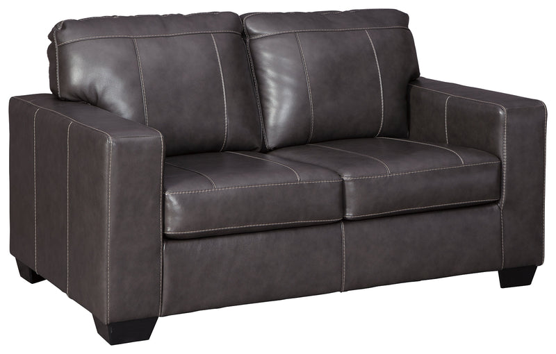 Morelos Gray Leather Loveseat