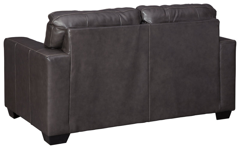 Morelos Gray Leather Loveseat