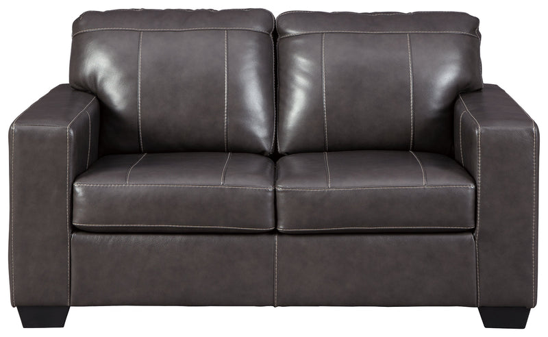 Morelos Gray Leather Loveseat