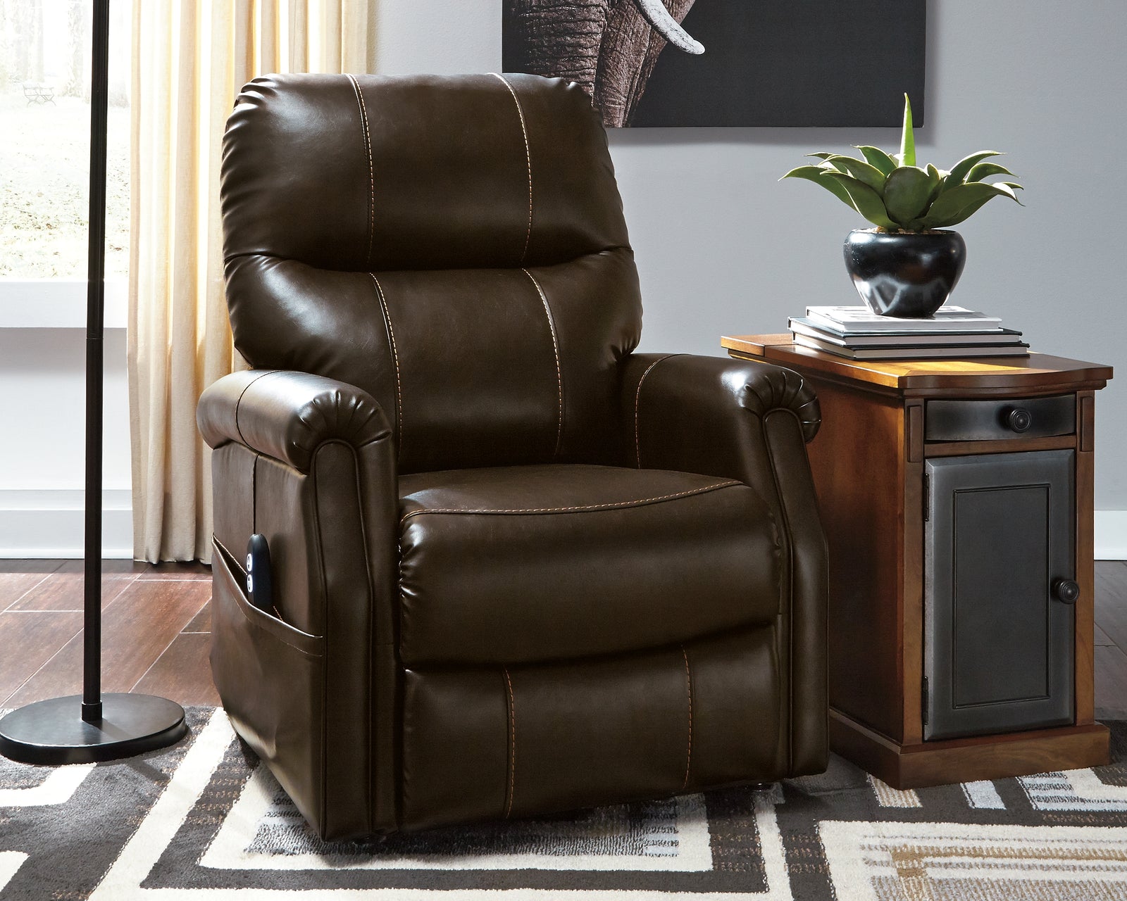 Markridge Chocolate Faux Leather Power Lift Recliner