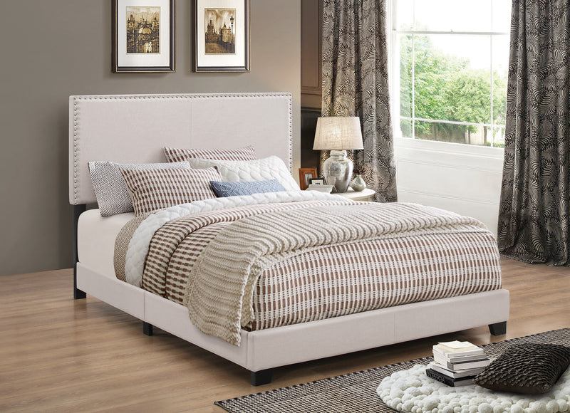 Boyd Queen Upholstered Bed With Nailhead Trim Grey