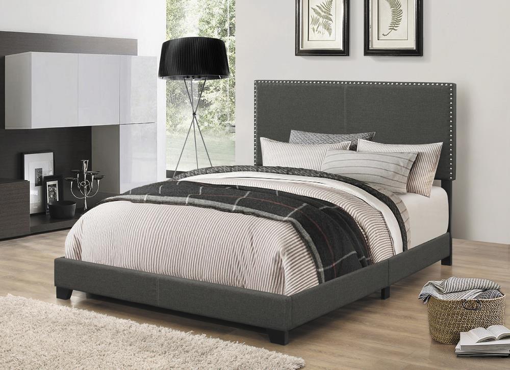 Boyd Full Upholstered Bed With Nailhead Trim Charcoal