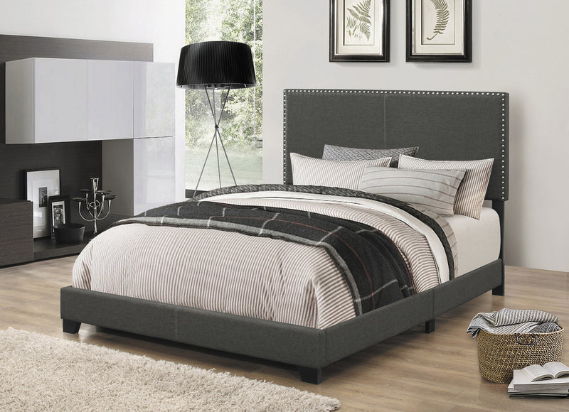 Boyd Full Upholstered Bed With Nailhead Trim Grey