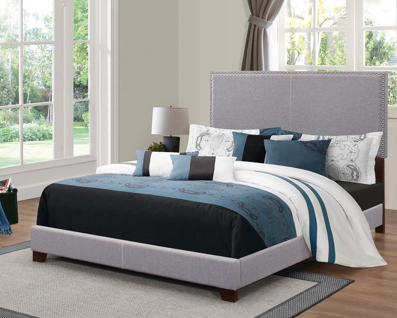 Boyd Full Upholstered Bed With Nailhead Trim Grey