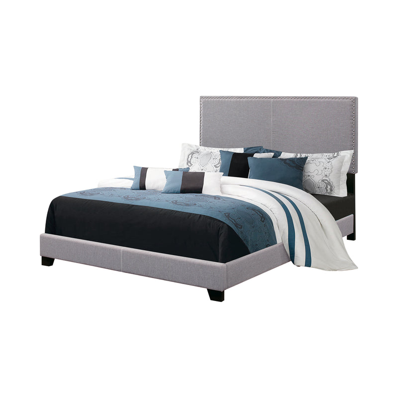 Boyd Twin Upholstered Bed With Nailhead Trim Grey