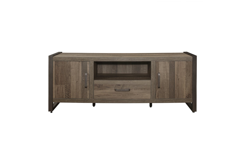 Dogue Brown Modern Sleek Contemporary Solid Wood Metal Media (63) Tv Stand And 2 4-Shelf Bookcases