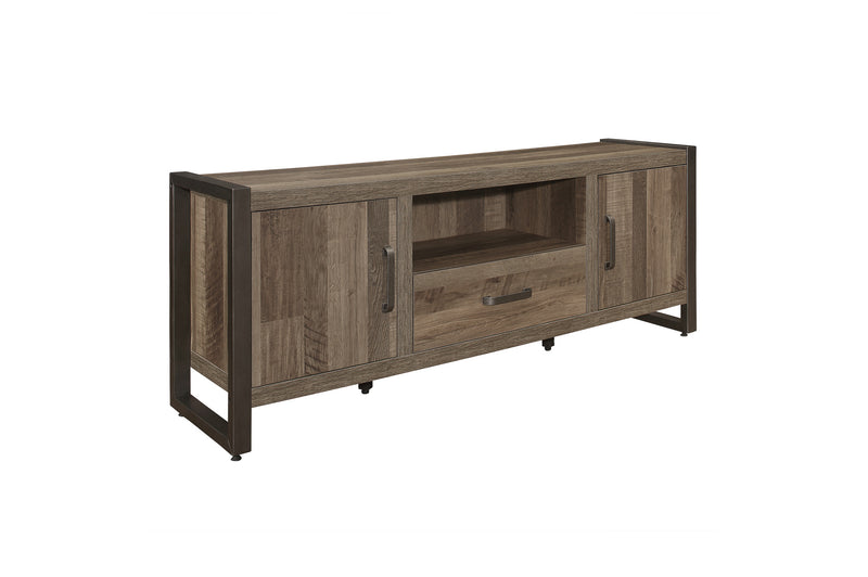 Dogue Brown Modern Sleek Contemporary Solid Wood Metal Media (63) Tv Stand And 2 4-Shelf Bookcases