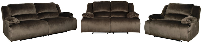 Clonmel Chocolate Sofa Loveseat And Recliner