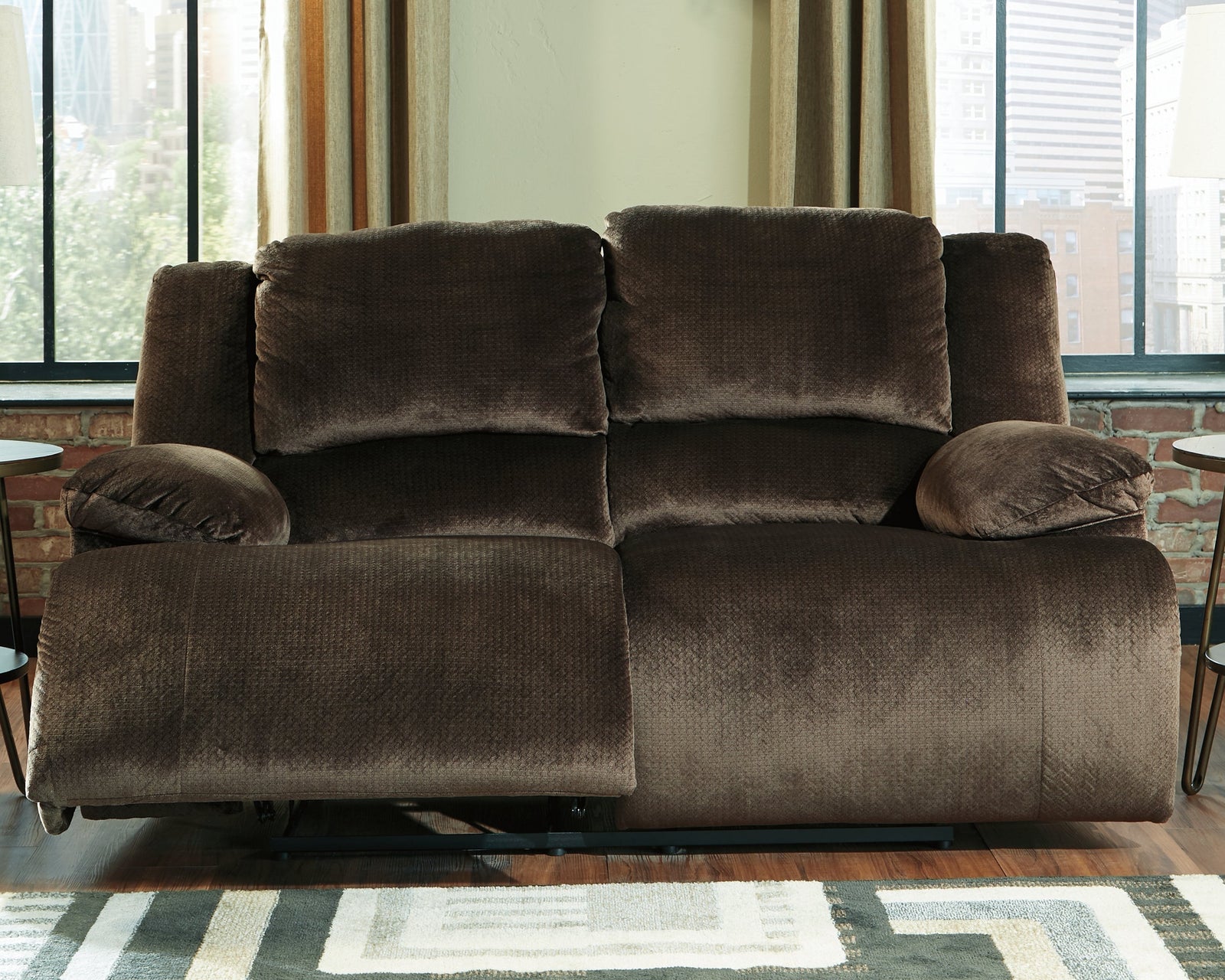 Clonmel Chocolate Velvet Power Reclining Loveseat