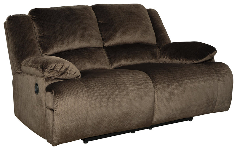 Clonmel Chocolate Velvet Reclining Loveseat